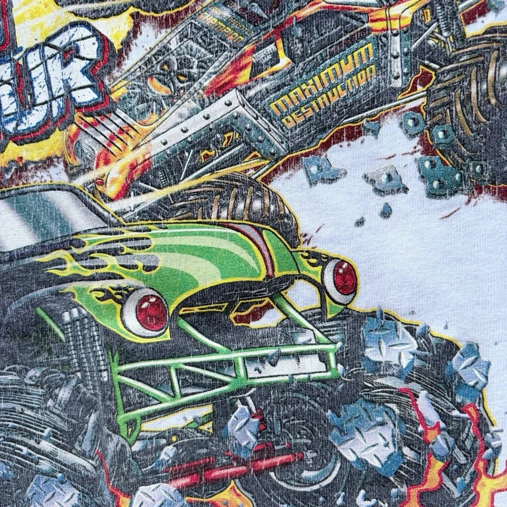 2008 Monster Jam Canadian Tour Of Destruction White Tee Shirt Large Double Sided - Picture 3 of 7